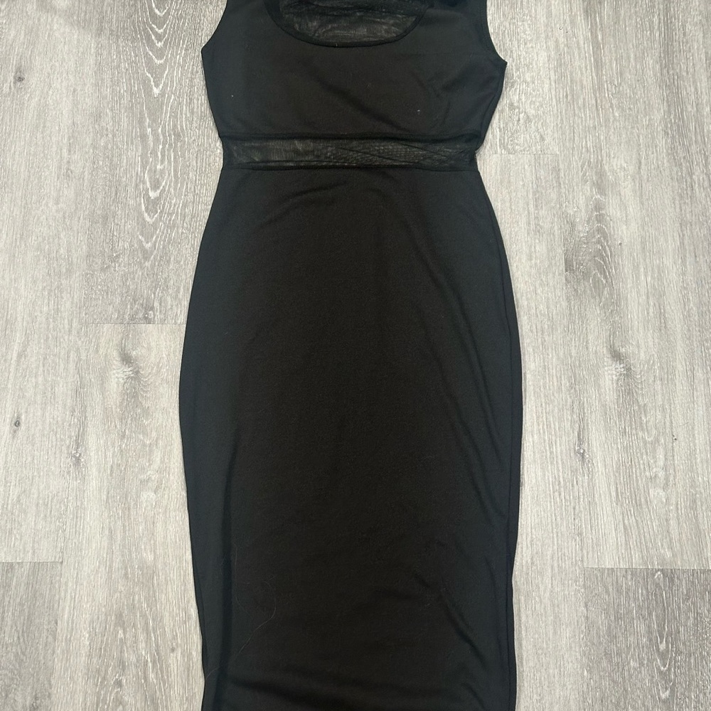 PrettyLittleThing Black Halter Sheath Midi Dress